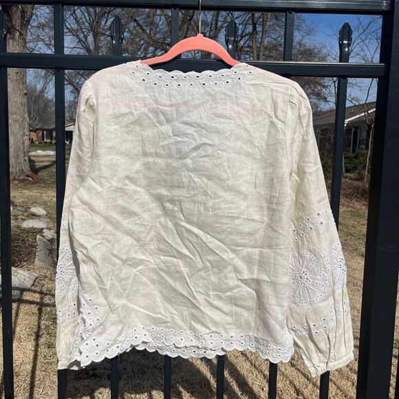 J Crew Bungalow Embroidered Linen Top NWT - Picture 8 of 8